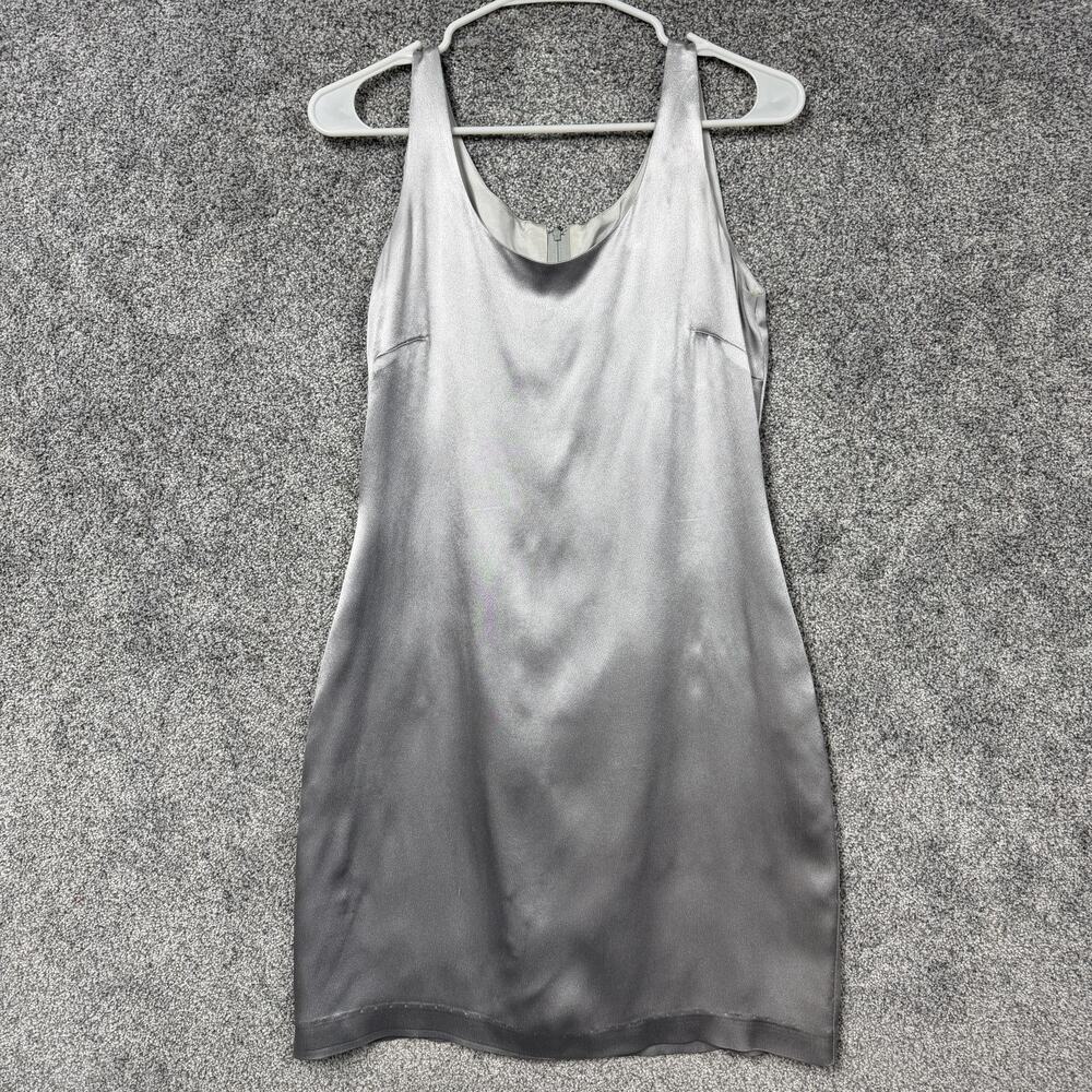 Onyx Nite Slip Dress 8P Silver Satin Y2K Cocktail Formal Lined Evening Prom